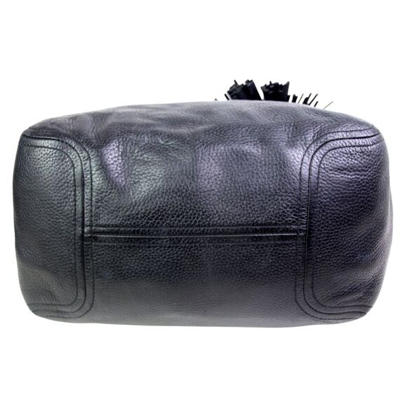 LARGE Michael Kors BLACK GENUINE LEATHER TASSEL SHOULDER BAG TOTE HANDBAG PURSE - Picture 6 of 15